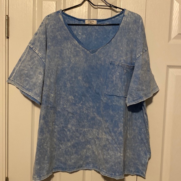 Zenana Outfitters Tops Nwot Zenana Blue Mineral Wash 0 Cotton